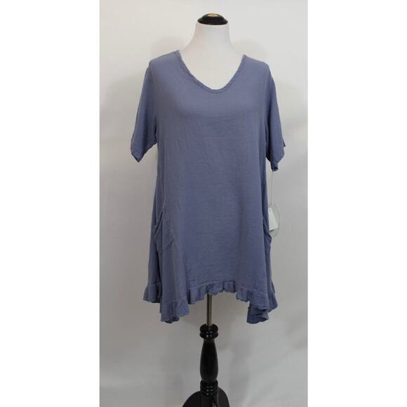 OH MY GAUZE Sz 1 S/M Nancy Tunic Blouse Top Sea Blue NWT - Picture 6 of 8